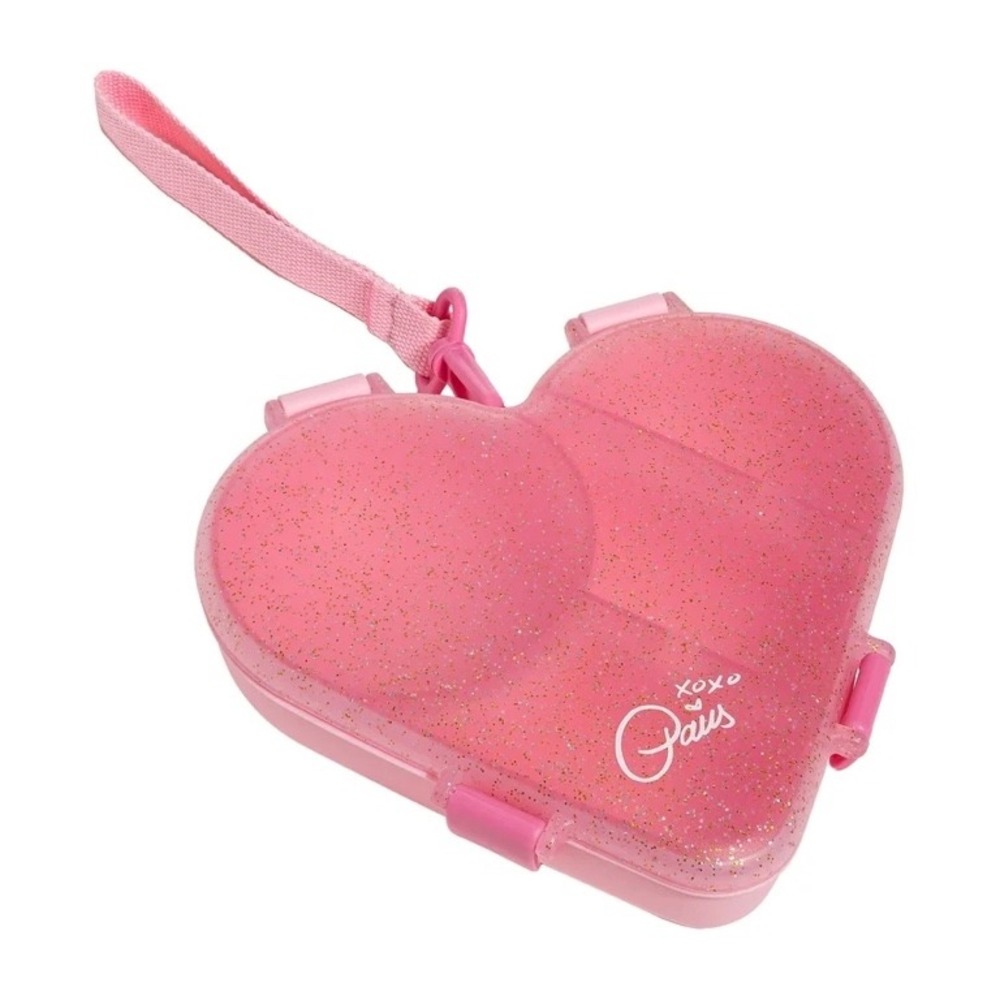 Paris Hilton Pink‎ Heart Bento Snack Box – Glitter Lid, Phone Stand, Bow NWT